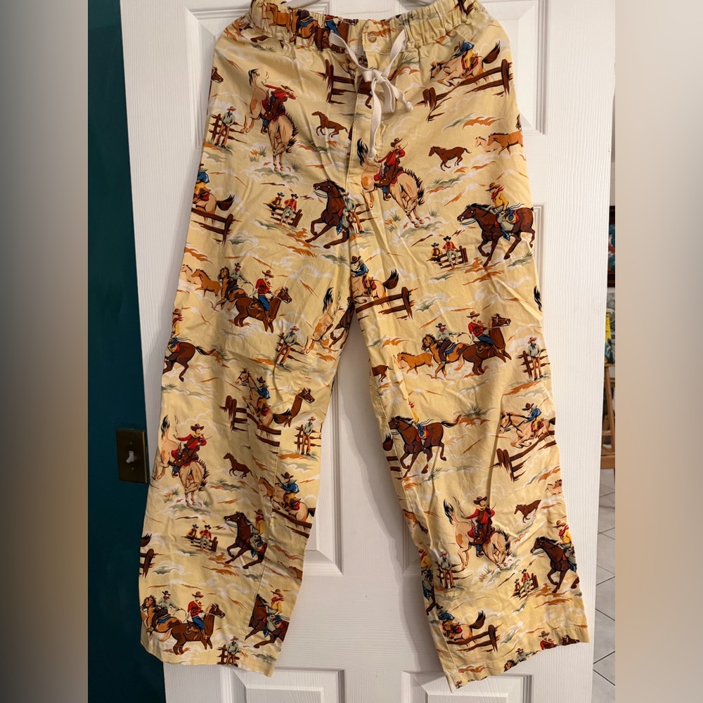 Cowboy Print Lounge Pants - Yellow Western Pattern